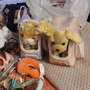 Plush Pet Carrier Set - Pink and Cream